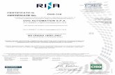 CERTIFICATO N. OHS-318 CERTIFICATE No. DVG AUTOMATION … 18001.pdf · ohs-318 dvg automation s.p.a. via g. rossetti, 2 29016 cortemaggiore (pc) italia via g. rossetti, 2 29016 cortemaggiore