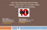 TOP TEN MISTAKES EMPLOYERS MAKE, AND HOW TO AVOID … Ten Mistakes Made... · See, e.g., Vaughn v. Woodforest Bank, 665 F.3d 632, 638 (5th Cir. 2011) (reversing summary judgment for