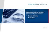 Corporate Finance Advisory Services · Raiscient PKC Advisory 3 Illustrative Assignments: Investment Opportunity Assessment Initial investment opportunity assessment in flexible packaging