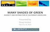 MANY SHADES OF GREEN - CWDB€¦ · MANY SHADES OF GREEN DIVERSITY AND DISTRIUTION OF ALIFORNIA’S GREEN JOS Presented by Doug Henton February 16, 2010