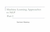 Machine Learning Approaches to NLP Part Ismaskey/lectures/ml1.pdf · Part of speech tagging Syntax and parsing Grammar Engineering Word sense disambiguation Lexical semantics Mathematical