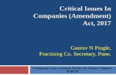 Critical Issues In Companies (Amendment) Act, 2017csgauravpingle.com/wp-content/uploads/2019/03/... · Approval Procedure for RPTs under Cos. Act, 2013 vis-à-vis SEBI (LODR) Regulations,