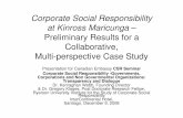 Preliminary Results for a Collaborative, Multi-perspective ...prohumana.cl/documentos/19Kinross.pdf · Preliminary Results for a Collaborative, Multi-perspective Case Study ... CSR