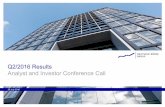 Q2/2016 Results Analyst and Investor Conference Call · 7/28/2016  · Q2/2016 Results 28 July 2016 Analyst and Investor Conference Call . 0 0 153 0 153 255 95 190 255 140 210 255