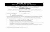 CITY OF OAKLAND BUDGET ADVISORY COMMISSION · 9/14/2016  · Notice is hereby given that a regular meeting of the City of Oakland Budget Advisory Commission (BAC) is scheduled for