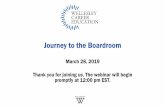 Journey to the Boardroom - Wellesley College · 2019-03-29 · Journey to the Boardroom March 28, 2019 Thank you for joining us. The webinar will begin ... and families often own