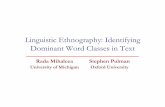 Linguistic Ethnography: Identifying Dominant Word Classes ...web.eecs.umich.edu/~mihalcea/498IR/Lectures/LinguisticEthnography.pdf• “The Onion” – “the best source of humour