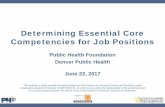 Determining Essential Core Competencies for Job Positions · 2017-06-23 · Determining Essential Core Competencies for Job Positions. Public Health Foundation. Denver Public Health.