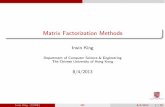 Matrix Factorization Methodsking/PUB/CCF ADL 39 on Social Recommendation 2013... · Probabilistic Matrix Factorization Collaborative Filtering Collaborative Filtering The goal of