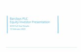 Barclays PLC Equity Investor Presentation · 2020-05-21 · Business Banking Corporate Investment banking UK Americas Europe Other. ... digital/self-service retail customer transactions