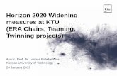 Horizon 2020 Widening measures at KTU (ERA …...1 Horizon 2020 Widening measures at KTU (ERA Chairs, Teaming, Twinning projects) Assoc. Prof. Dr. Leonas Balaševičius Kaunas University