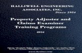 Property Adjuster and Claims Examiner Training ProgramsProperty Adjuster and Claims Examiner Training Programs 2016 ... Insurance Carriers, their Managers, Examiners, and Adjusters.