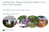 Conference: Measuring What Matters in a Post-Truth Society · Program 3 Time Topic 08.30 Coffee/tea 09.00 Welcome and introduction 09.15 Post-truthiness in my life: Irene Guijt 09.45