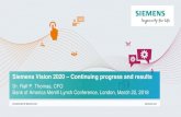 Siemens Vision 2020 Continuing progress and resultsb...CY 2016 - 2018 4.0 1.0 CY 2014 - 2015 2.0 Committed to share buyback Up to €7bn share buyback within five years Strong share