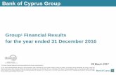 Bank of Cyprus Group€¦ · (1) The Group Financial Results referred to in this Presentation relate to the Bank of Cyprus Public Company Limited, the “Bank”, and together with