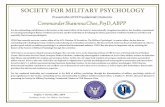 SOCIETY FOR MILITARY PSYCHOLOGY · 2020-02-26 · SOCIETY FOR MILITARY PSYCHOLOGY Presents this 2019 Presidential Citation to Commander Shawnna Chee, PsyD, ABPP For her outstanding