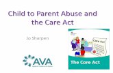 Child to Parent Abuse and the Care Act · 2016-11-14 · Definitions There is currently no legal definition of child to parent violence and abuse. However, it is increasingly recognised