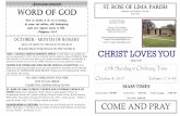 Announcements St. Rose of Lima Parish WORD OF GOD Sharing ... · 10/10/2017  · CLASSES WILL RESUME 10/19 @ 5:30 PM St. Rose of Lima Parish Sharing in One Faith for 145 years 1872—2017