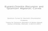 Eynard-Orantin Recursion and Quantum Algebraic Curvesmedia.qgm.au.dk/Conf_Recursion/Tuesday-1.pdf · Eynard-Orantin Recursion and Quantum Algebraic Curves Quantum Curves for Geometric