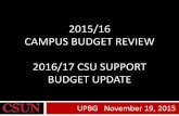 2015/16 CAMPUS BUDGET REVIEW 2016/17 CSU SUPPORT BUDGET UPDATE UPBG... · 11/19/2015  · 2015/16 CAMPUS BUDGET REVIEW 2016/17 CSU SUPPORT BUDGET UPDATE UPBG November 19, 2015. 2014-15
