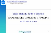 Club QSE du CRITT Chimie ANALYSE DES DANGERS « HACCPddata.over-blog.com/xxxyyy/0/01/94/30/presentation-haccp-du-07-avril.pdf · Club QSE du CRITT Chimie ANALYSE DES DANGERS « HACCP
