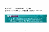 MSc International Accounting and Analytics · H2.1 60% on the aggregate ... School of Business & Economics Programme Induction: 9th September 10.00am – CA242, Aras Cairnes First