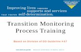Transition Monitoring Process Training...Transition Monitoring • In conjunction with Support Coordination, the Community Living Coordinators (CLCs) help link individuals looking