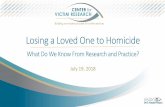 Losing a Loved One to Homicide - ncvc.dspacedirect.org · Losing a Loved One to Homicide What Do We Know From Research and Practice? July 19, 2018 ... 64,000 to 213,000 people in