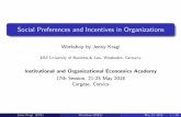 Social Preferences and Incentives in OrganizationsSocial Preferences and Incentives in Organizations Workshop by Jenny Kragl EBS University of Business & Law, Wiesbaden, Germany Institutional