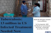 Tuberculosis: 2018 PA Refugee Health 13 million in US 13 Million in US Infected;.pdf1.2 million (12%) 374,000 Multidrug-resistant TB (MDR-TB) 490,000** ~150,000 • Approx. 1/3 of