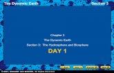 Chapter 3 The Dynamic Earth Section 3: The …...The Dynamic Earth Section 3 The Hydrosphere • The hydrosphere includes all of the water on or near the Earth’s surface. • This