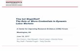 Tiny but Magnified? The Role of Micro-Credentials in Dynamic … · 2018-07-02 · The Role of Micro-Credentials in Dynamic Labor Markets Ann Person • Nan Maxwell • David Leaser