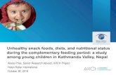 Unhealthy snack foods, diets, and nutritional status ... · 239 unique snack foods or beverages consumed 75.3% (n=180) of these were profiled as ‘unhealthy’ 87.8% (n=158) of these