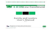 Family and Leaders User s Manual - Virginia Tech...Virginia 4HOnline Family and Leaders User’s Manual I Pledge my Head to clearer thinking, my Heart to greater loyalty, my Hands