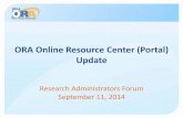 ORA Online Resource Center (Portal) Update...12/31/2016 6/23/201 g 8/23/201 g Budget Period Direct Costs Awarded $31,698 $447,813 Budget Period Costs Awarded $8,242 $116,431 $122,172