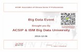 ACSIP- Association of Chinese Senior IT Professionals€¦ · ACSIP- Association of Chinese Senior IT Professionals Big Data Event Brought you By ACSIP & IBM Big Data University 2015-12-06