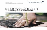 2018 Annual Report Abridged version - Credit Suisse · Sebastian Krejci, Chief Risk Manager This abridged version of the Annual Report comprises the key facts, figures, and events