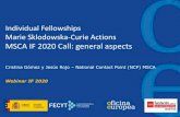 Individual Fellowships Marie Sklodowska-Curie Actions MSCA IF … · 2020-04-28 · Call ID Opens Closes Budget H2020-MSCA-IF-2020 8-APRIL-2020 9-SEPTEMBER-2020 EF: 263.00M€ SE: