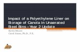 Impact of a Polyethylene Liner on Storage of Canola in ......Impact of a Polyethylene Liner on Storage of Canola in Unaerated Steel Bins – Year 2 Update Kevin Moore Carol Jones,