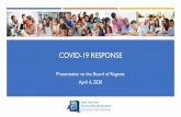 April 2020 Meeting of the Board of Regents COVID-19 ......The Board of Regents and NYSED have responded swiftly to the rapidly evolving COVID-19 situation: Opened lines of communication