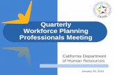 Quarterly Workforce Planning Professionals Meeting · 2015-01-29 · Quarterly Workforce Planning Professionals Meeting . Facilitators: Stacie Calderon, Manager Erica Salinas, Analyst