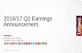2016/17 Q2 Earnings Announcement - investor.lenovo.com · This presentation contains “forward-looking statements” which are statements that refer to expectations and plans for