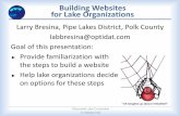 Building Websites for Lake Organizations...Help lake organizations decide on options for these steps Building Websites ... Create the site pages. 5. Move the pages to the internet.