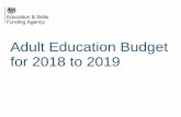Adult Education Budget for 2018 to 20192018-19...Adult Education Budget (AEB) • Includes all ESFA participation and support funding for eligible learners aged 19 and over • Principal