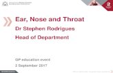 Ear, Nose and Throat - Royal Perth Hospital/media/Files/Hospitals...Ear, Nose and Throat Dr Stephen Rodrigues Head of Department GP education event 2 September 2017 Solutions Pathways