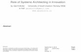 Role of Systems Architecting in Innovation · Role of Systems Architecting in Innovation 24 Gerrit Muller version: 0 September 9, 2018MITORthread50. Key Success Factor 3: Architect