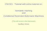 CSC321: Tutorial with extra material on: Semantic Hashing ...hinton/csc321/notes/csc321... · A comparison of deep auto-encoders and the spectral method using 256-bit codes (Alex