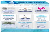 MEMBER VALUE PROGRAM - Merritt Clubs · 2019-09-27 · MEMBER VALUE PROGRAM When you become a member at Merritt Clubs you receive discounts at all of these local businesses! 10% off