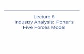 Lecture 8 Industry Analysis: Porter’s Five Forces …...Industry Analysis Industry analysis facilitates – assessment of industry and firm performance – identification of factors