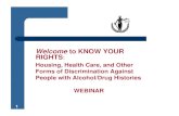 Welcome to KNOW YOUR RIGHTS - SAMHSA · Rehabilitation Act of 1973 (“Rehab Act”) Applies to Federal government, Federally funded state/local government activities, and Federally